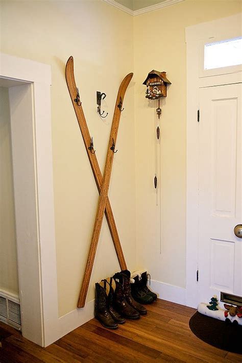 Diy Coat Rack Of Reused Skies Ski House Decor Vintage Skis Ski