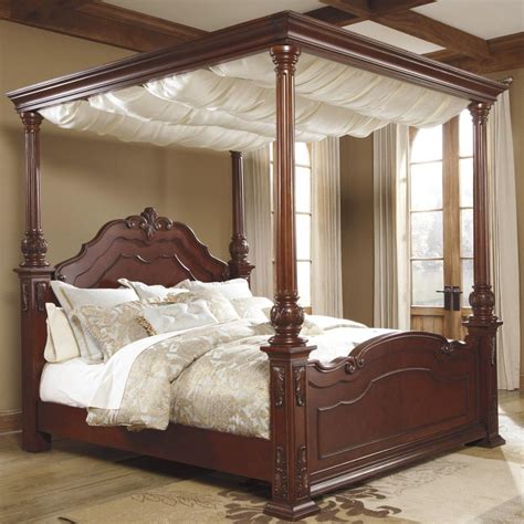 Elegant Canopy Bed Curtains King With Majestic Cream Color Sheer Drape