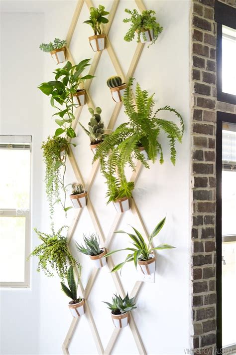 Ur jasmine wall is one we get asked about a lot, how did we do it? DIY Wood and Leather Trellis Plant Wall - Vintage Revivals