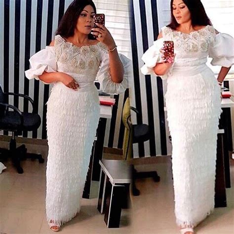 White Lace Aso Ebi Lovely Styles Long Gown Styles Dezango Latest African Fashion Dresses