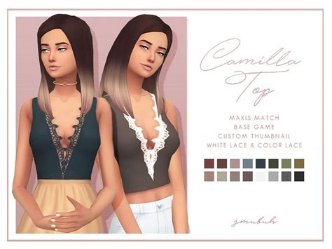 Sims 4 Mm Cc Maxis Match Tank Top With Lace V Neck Sims 4 Maxis