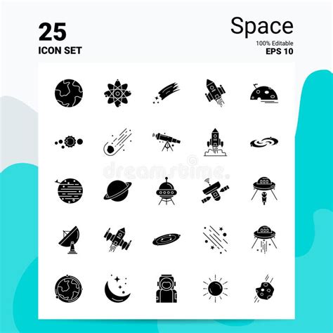 25 Space Icon Set 100 Editable Eps 10 Files Stock Vector
