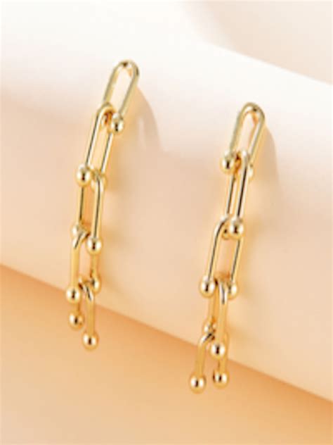Buy Urbanic Gold Toned Contemporary U Link Drop Earrings Earrings For