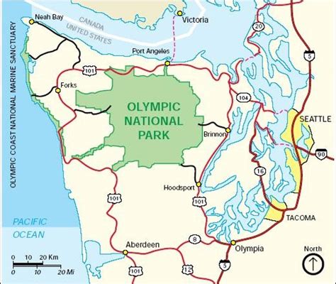 ♥ Olympic National Park Map Washington State Wa Usa