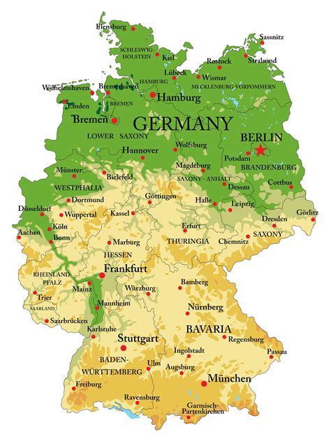 Discover sights, restaurants, entertainment and hotels. Germany physical map