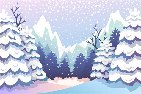 Winter Forest Landscape Vector Illustration Stock Illustration