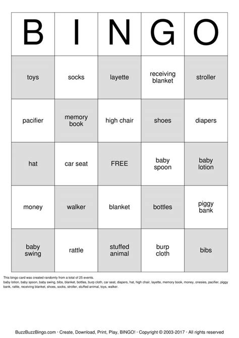 Baby Bingo Bingo Cards To Download Print And Customize