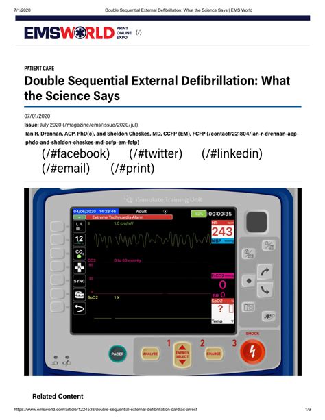 Pdf Double Sequential External Defibrillation What The Science Says