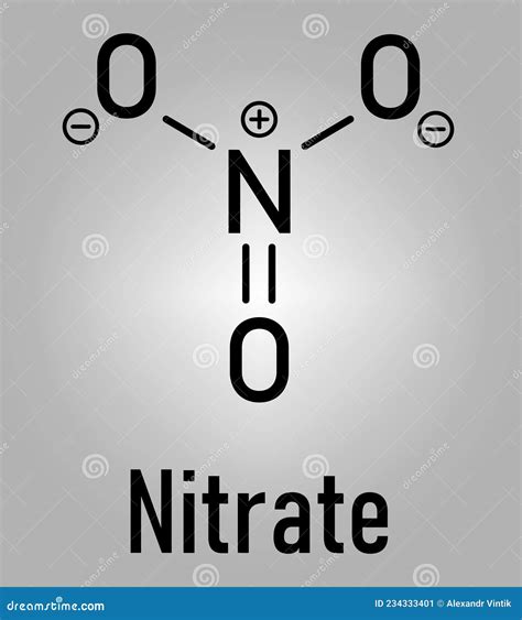 Estrutura Química Do Anião Nitrato Fórmula Esquelética Design Plano Ilustração Do Vetor