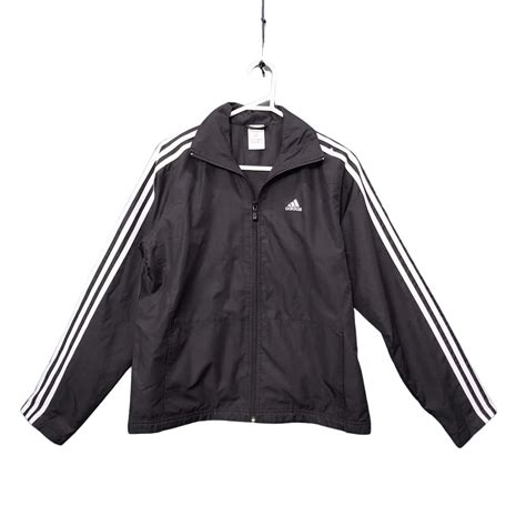 Unisex Adidas Zip Up Jacket Black And White Size 10 Uk