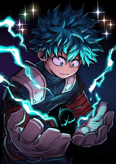 An Anime Character With Blue Hair And Lightnings On His Hands In Front