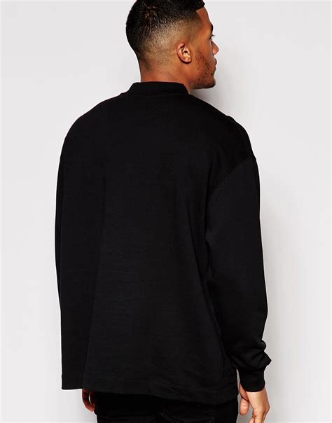 Asos Oversized Sweatshirt With Turtle Neck In Black For Men Lyst