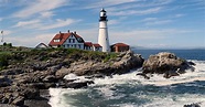Portland Head Light in Cape Elizabeth, Maine, Vereinigte Staaten von ...