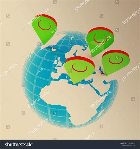 Planet Earth Map Pins Icon Earth Stock Illustration 1756725203