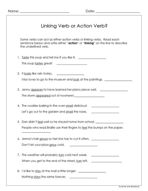 Linking Verbs And Helping Verbs 5 Worksheets And Answer Key Grades 3
