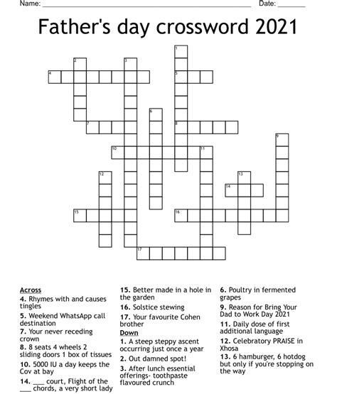 Fathers Day Crossword 2021 Wordmint