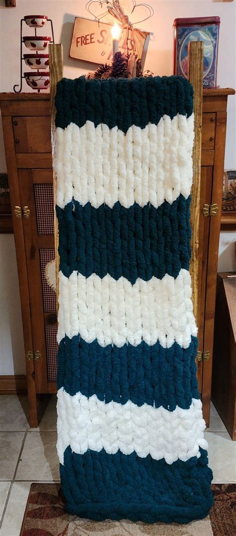 Jumbo Chunky Chenille Hand Knit Blanket Becozi Yarn Handmade Blanket Decorative Emerald