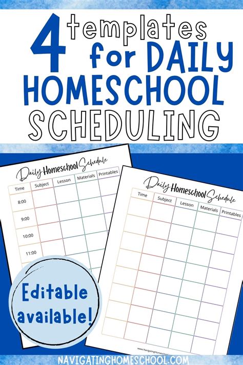 Homeschool Daily Schedule Sheets