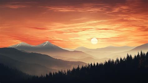 Premium Ai Image Gorgeous Sunset Over Carpathian Mountains Silhouette