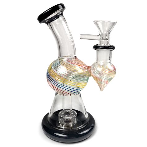 Rainbow Striped Hand Blown Mini Glass Bubbler