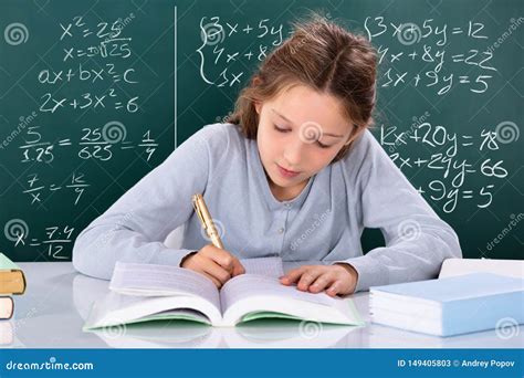 Girl Doing Study In Classroom Stock Image Image Of Female Homework