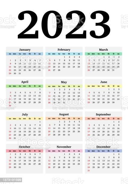 Calendar For 2023 Isolated On A White Background向量圖形及更多一月圖片 一月 一週