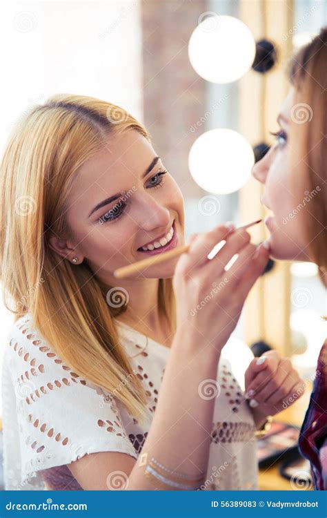 Woman Applying Makeup Stock Image Image Of Blond Beautiful 56389083