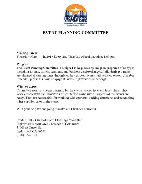 Event Planning Committee Inglewood Airport Area Chamber Of Commerce