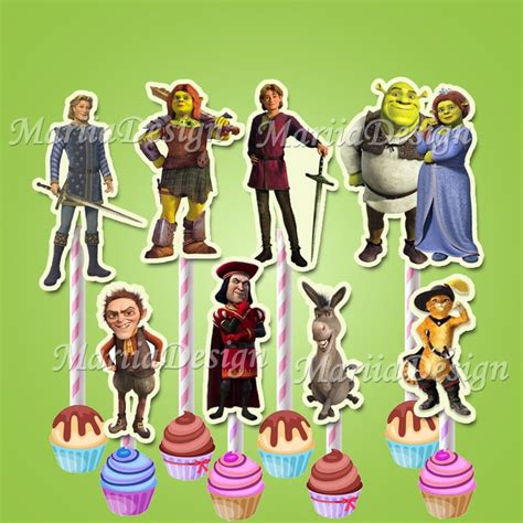 Shrek Shrek Party Supplies Shrek Birthday Shrek Cupcake Etsy