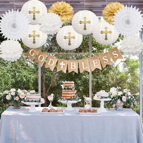 Baptism Party Decorations White And Gold First Holy Communion