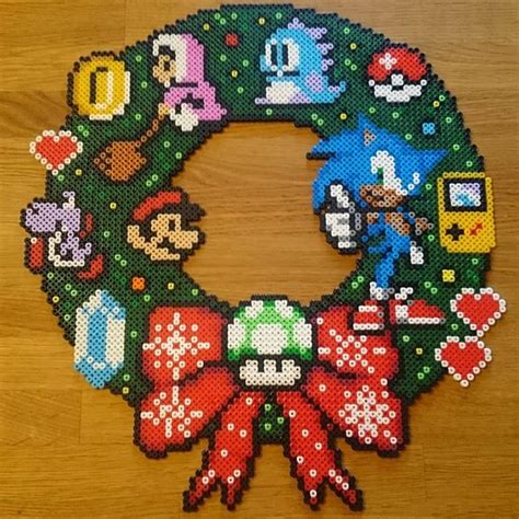 Nintendo Christmas Wreath Perler Beads By Pxlcraft With Images