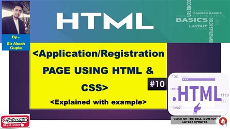 Registrationapplication Form Using Html And Css Lecture 11 Html