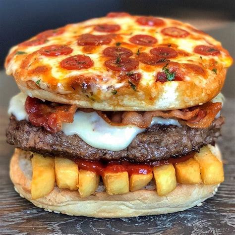 Pizza Burger With Fries Are You Smashing Or Passing 🍔 📷 Rbkbagel 🍔