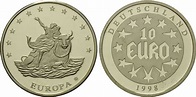 Deutschland, 1998, 10 Euro Medaille, Europa auf dem Stier, l.ber. FB ...