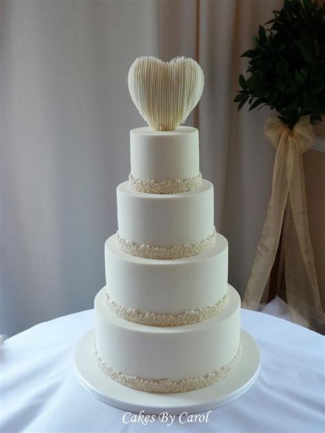 Simple White Wedding Cake Decorated Cake By Carol Cakesdecor