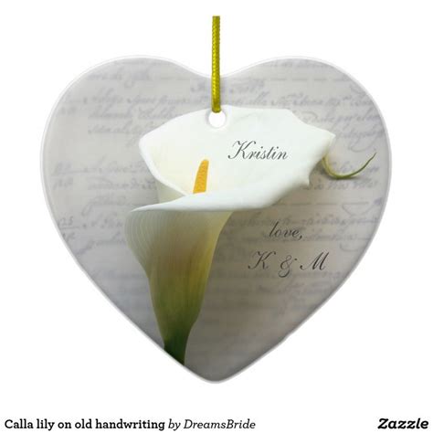 Calla Lily On Old Handwriting Ceramic Ornament Zazzle Ceramic