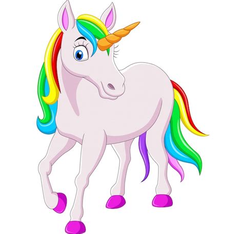 Cartoon Rainbow Unicorn Horse Isolated Premium Vector
