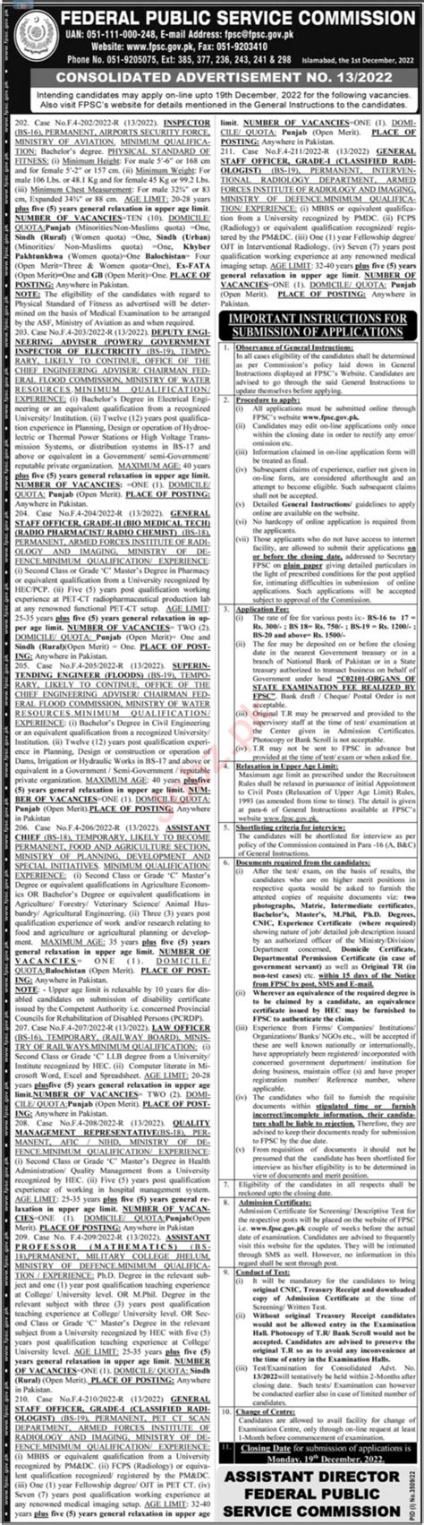 Fpsc Islamabad Job 2022 2024 Job Advertisement Pakistan
