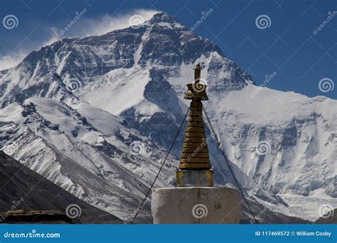 Mt Everest From Rongbuk Monastery B Stock Photo Image Of Highest