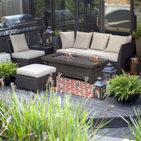 Coral Coast South Isle Sectional Set With Driftwood Fire Pit Table