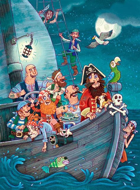 An Image Of A Pirate Ship Full Of Cartoon Characters