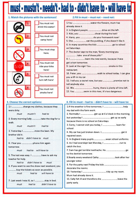 Must Have To Exercises Free Printable Must Have To Esl Worksheets