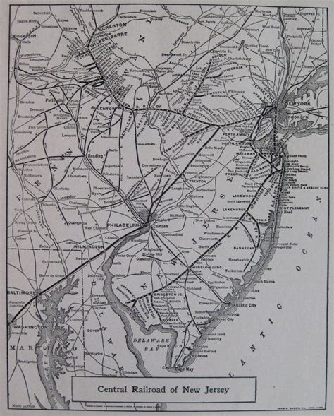 1928 Antique Central Railroad Of New Jersey Map Black And Etsy