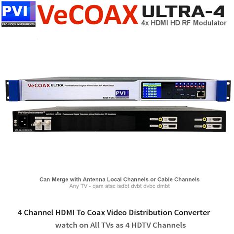 Vecoax Ultra 4 Professional 4 Channels Cc Hdmi Rf Modulator For Hdmi To