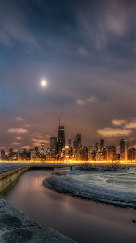 Chicago Illinois Lighthouse Buildings Beach Iphone 1080x1920 Media
