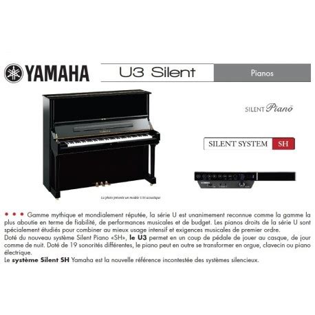 Piano Droit Yamaha U Sh Silent Noir Brillant