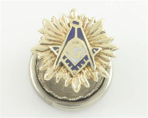 10k enamel masonic lapel pin yellow gold blue lodge mason square and compass emblem vintage