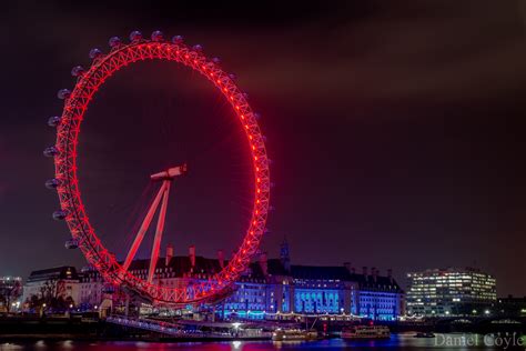 Wallpaper Lights London Cityscape Night River Ferris Wheel