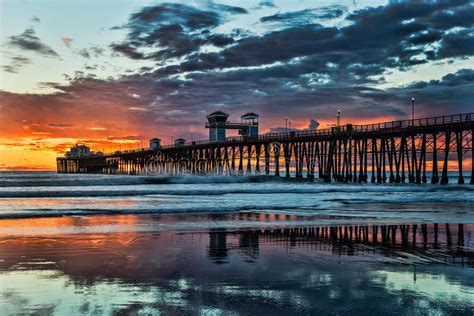 Sunset Colors At The Oceanside Pier Stock Photo Image Of Beach
