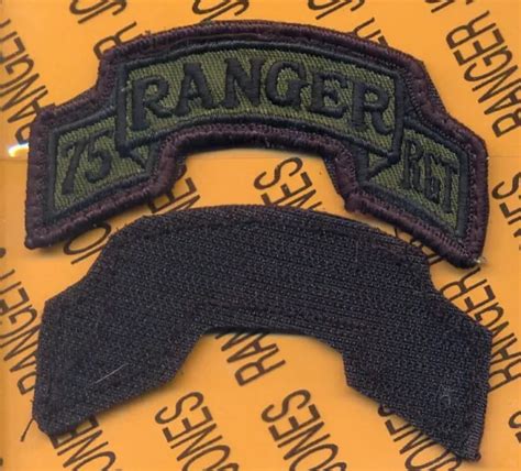 75th Infantry Airborne Ranger Regiment T 3 Od Green Black W Hook Patch